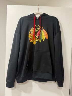 Pro Edge Black Crewneck Hoodie with Multicolor Native Emblem